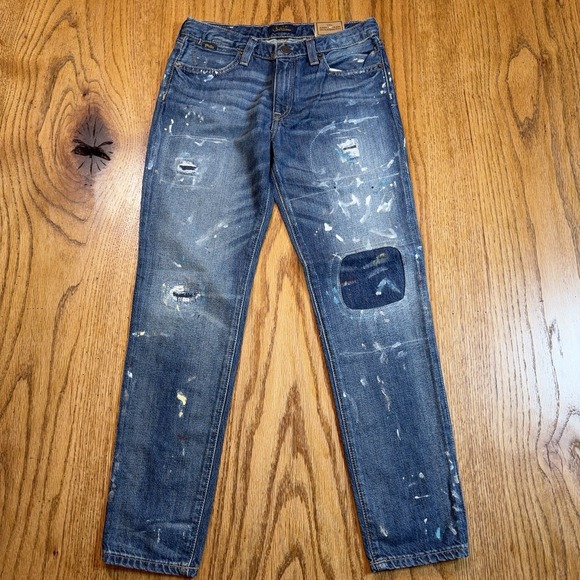 Polo Ralph Lauren Astor Slim Boyfriend Jeans Boys Size 10 Paint Splatter NWT - Picture 3 of 10